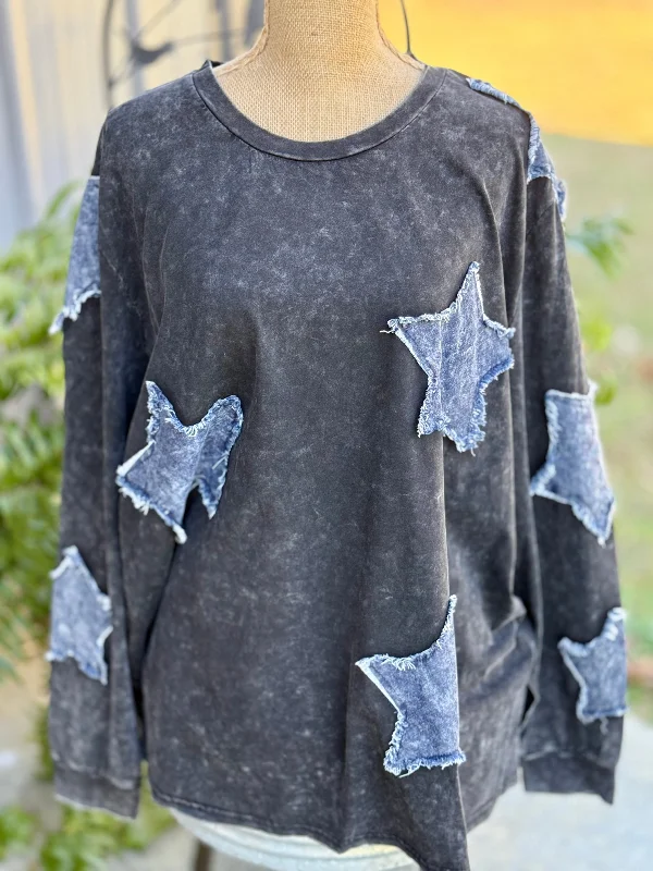 Hurry Up Mineral Washed Star Patch Plus Top