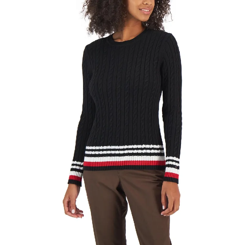 Members Only Womens Cable Knit Pullover Crewneck Sweater