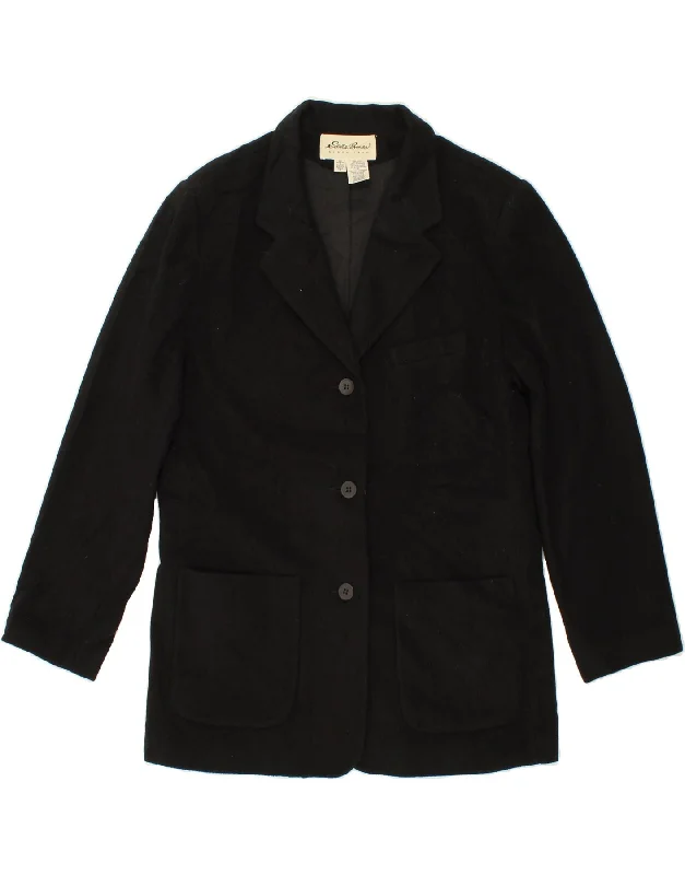 Epic Deals EDDIE BAUER Womens Tall 3 Button Blazer Jacket UK 16 Large Black Wool