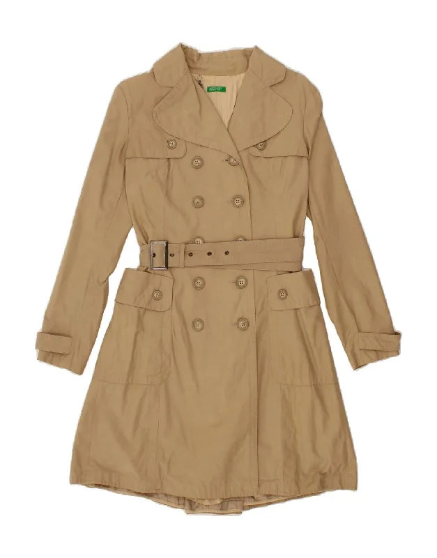 Don't Wait BENETTON Womens Trench Coat IT 42 Medium Beige Cotton