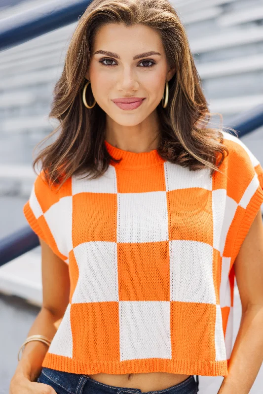 Sale Alert Sing Along Orange Checkered Sweater