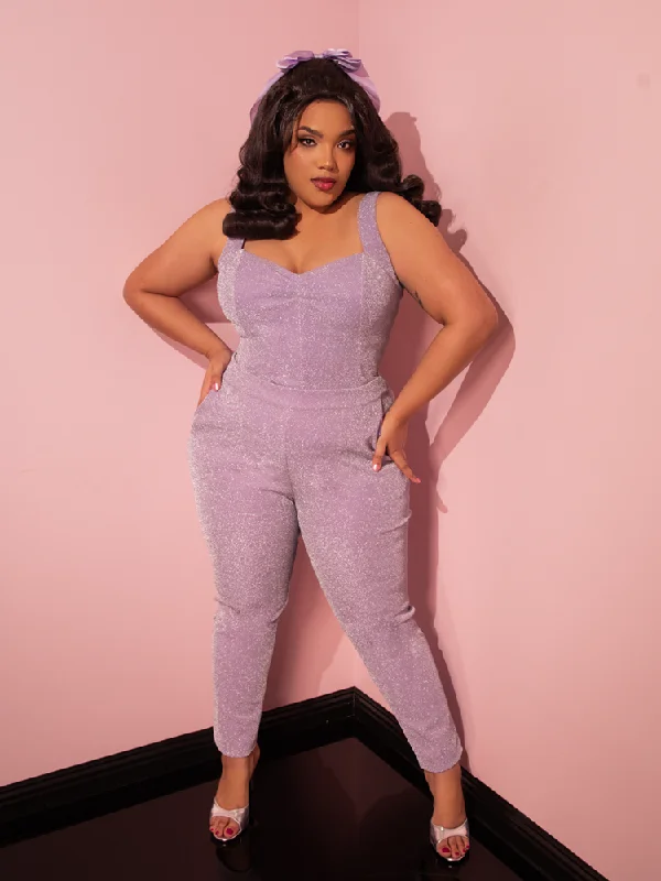 Super Savings FINAL SALE - Cigarette Pants in Lilac Lurex - Vixen by Micheline Pitt