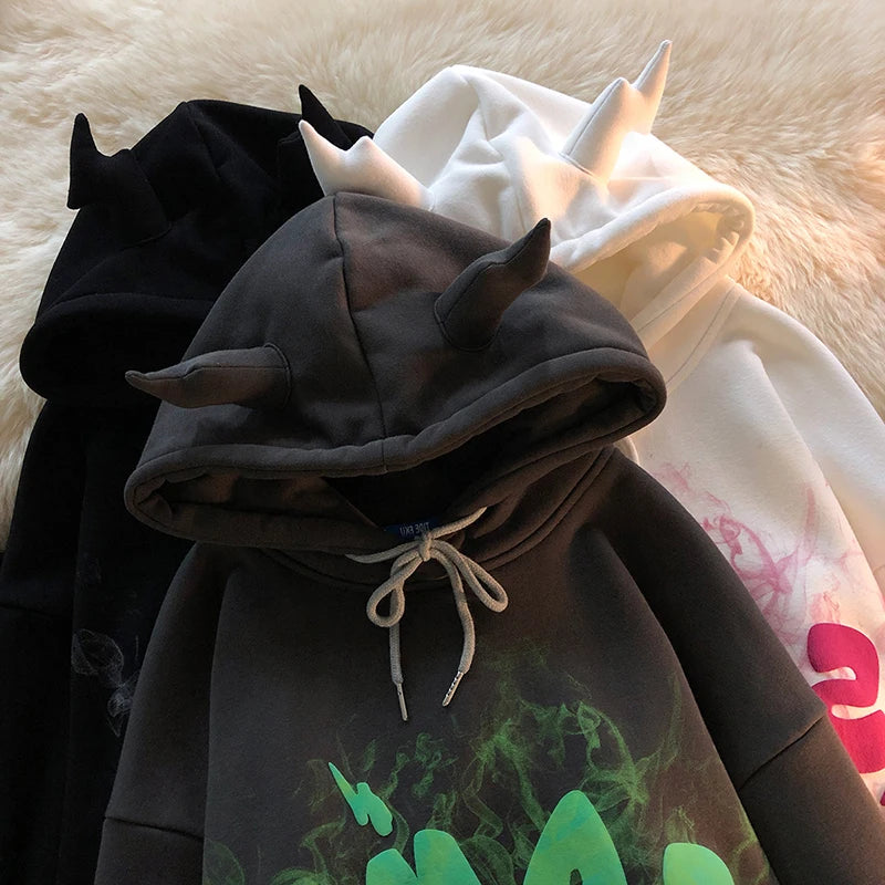 Celebrate the Weekend with Discounts Aesthetic Grunge Oversized Angel Ears Hoodie