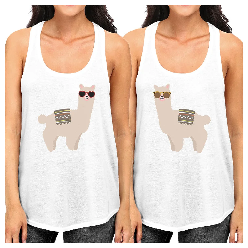 Price Cut Llamas With Sunglasses BFF Matching White Tank Tops