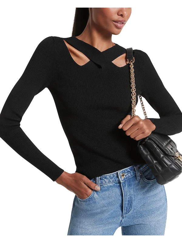 Can't Miss Womens Cutout Zipper Pullover Sweater