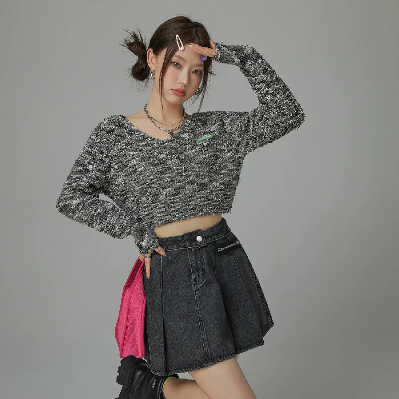 TIME-Limited Offer Adore You V Neck Crop Sweater