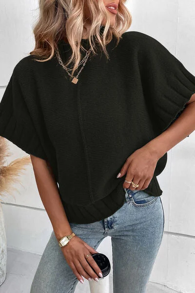 Massive Deals Mock Neck Short Sleeve Sweater