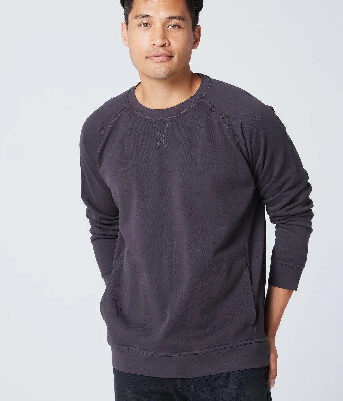 Crazy Savings Unisex Pocket Crewneck Sweatshirt - Washed Black