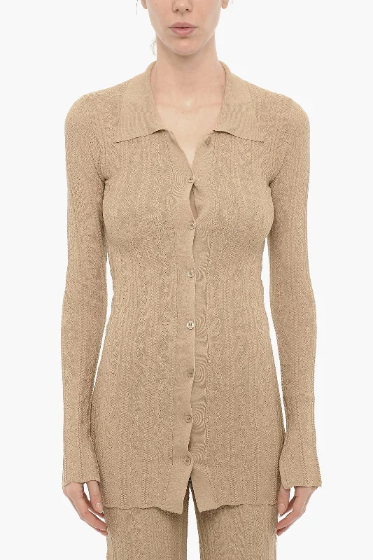 Special Promotion Remain Lurex Perforated Sweater with Polo Neck