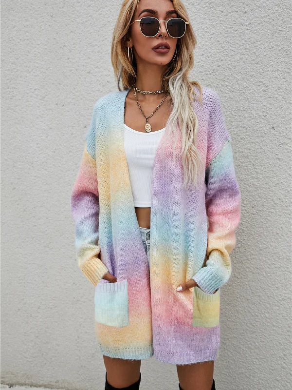 Weekend Special Angel Wings Full Size Pocketed Open Front Gradient Cardigan