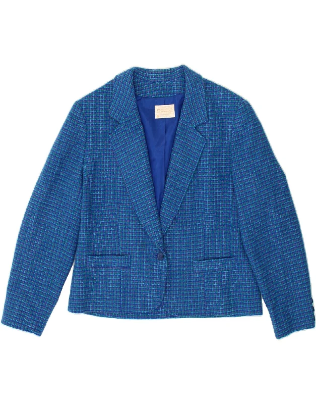 Loyalty Reward PENDLETON Womens 1 Button Blazer Jacket UK 18 XL Blue Check Wool