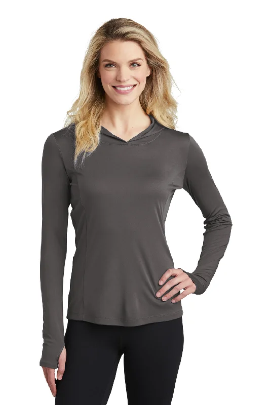 Weekend Savings Fiesta Sport-Tek Womens Competitor Moisture Wicking Long Sleeve Hooded T-Shirt Hoodie - Iron Grey Weekend Savings Fiesta Sport-Tek Womens Competitor Moisture Wicking Long Sleeve Hooded T-Shirt Hoodie - Iron Grey