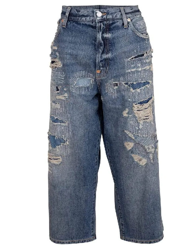 Now or Never Distressed Baggy Cropped Denim Pant