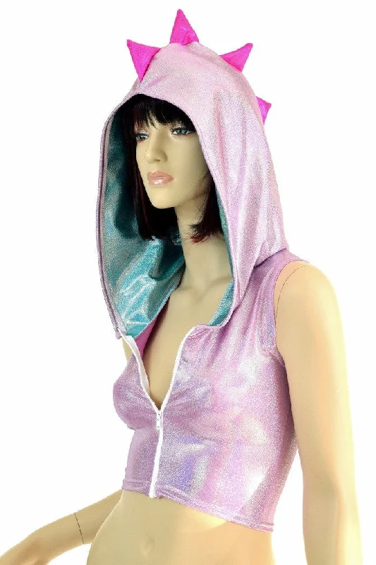 Big Deal Lilac Dragon Zipper Front Crop Top