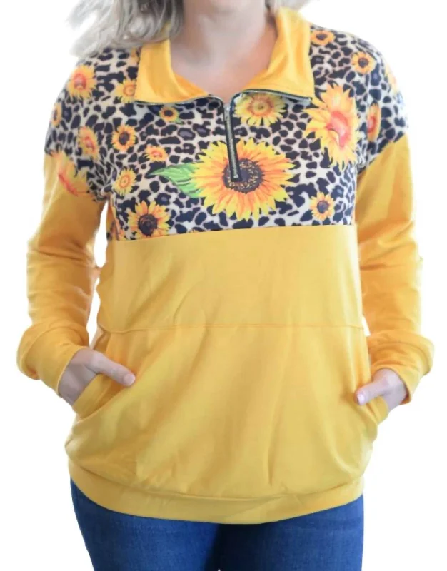Today’s Special Sunflower Zip Up Pullover In Yellow