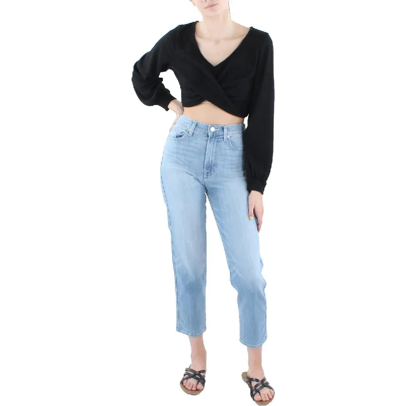 Savings Alert Juniors Womens Knit Ribbed Crop Sweater