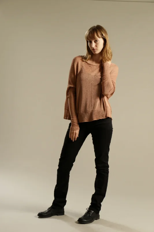 Act Fast Dusty Salmon Oversize Bamboo knitted shirt with Long Sleeves