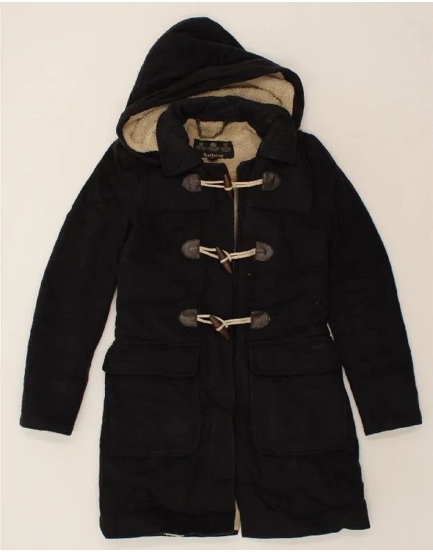Weekend Bargains to Celebrate BARBOUR Womens Hooded Duffle Coat UK 8 Small Navy Blue Weekend Bargains to Celebrate BARBOUR Womens Hooded Duffle Coat UK 8 Small Navy Blue