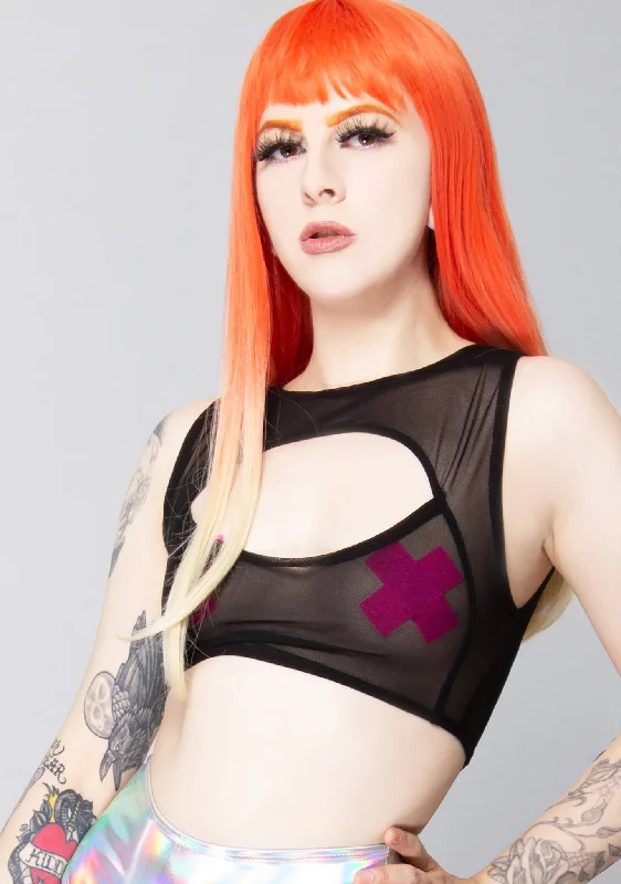 Huge Savings Wicked Dreams Mesh Keyhole Top in Black