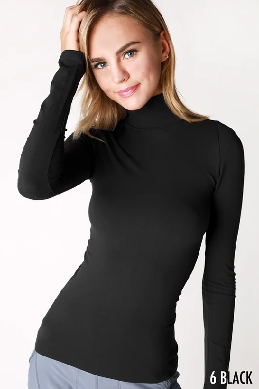 Inventory Reduction Long Sleeve Mock Neck Top - Black