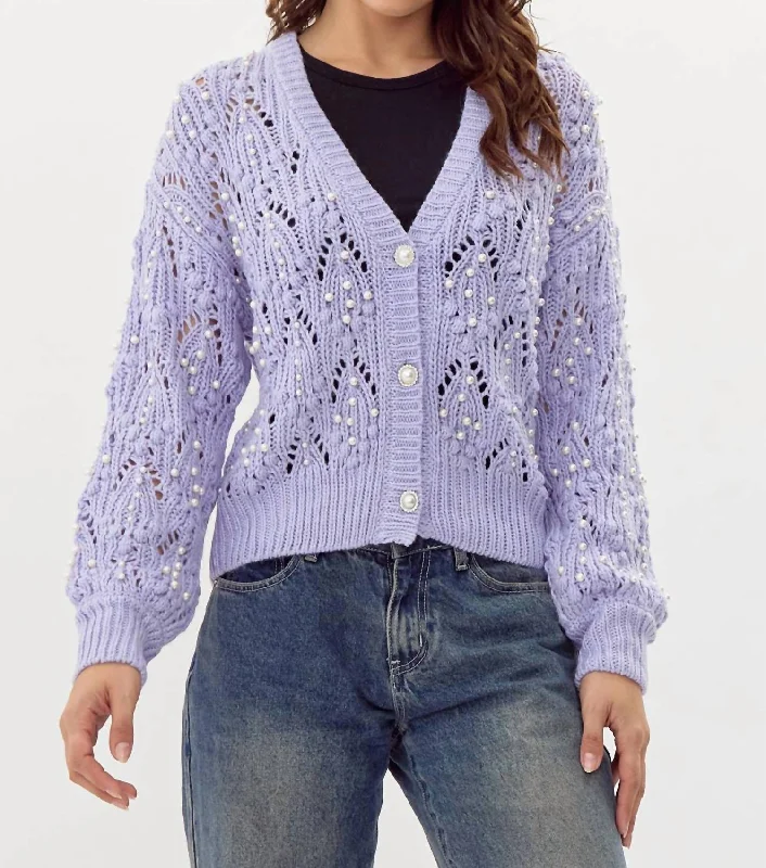 Weekend Deals That Please Daniella Pearl Cardigan In Lilac