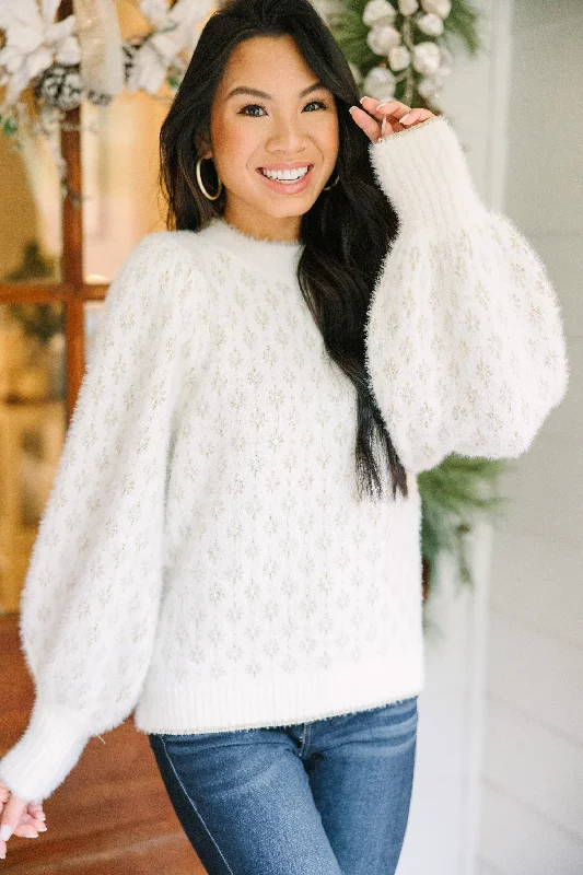 Markdown Madness Doing What You Love Cream White Sweater