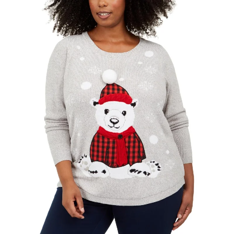 Deal of the Day Plus Buffalo Bear Womens Plaid Festive Christmas Sweater