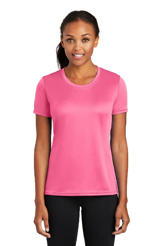 Exclusive Access Port & Company Womens Dry Zone Performance Moisture Wicking Short Sleeve Crewneck T-Shirt - Neon Pink