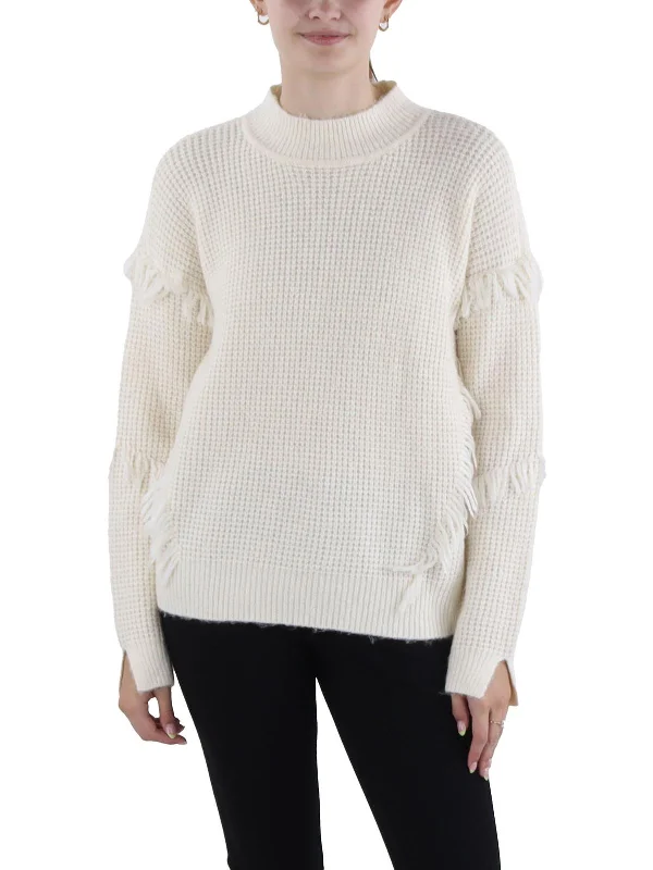 Unmissable Offer Womens Fringe Pullover Mock Turtleneck Sweater