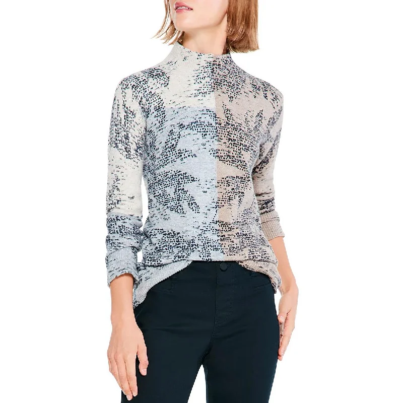 Overstock Clearance Cozy Up Womens Ribbed Knit Printed Pullover Sweater