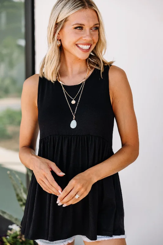 Price Buster Better With You Black Babydoll Tank