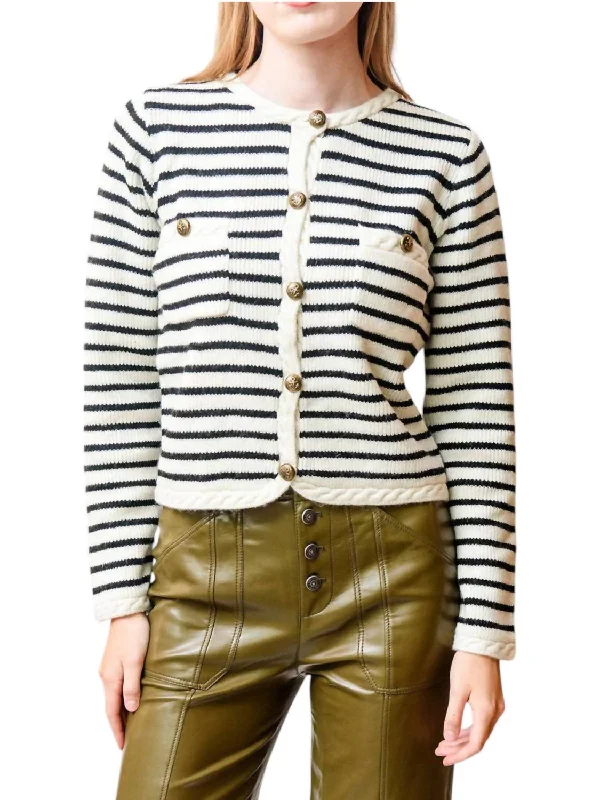 Sale Alert Stripe Cardigan In Black/white