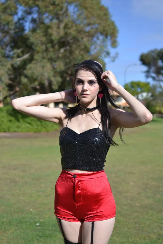 Weekend Bargains to Love Mini Red Satin Hot Pants