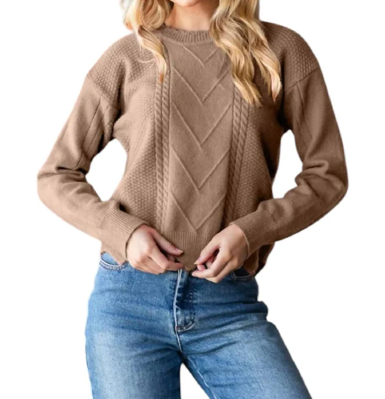 Referral Discount Sabrina Zig Zag Hem Sweater In Mocha