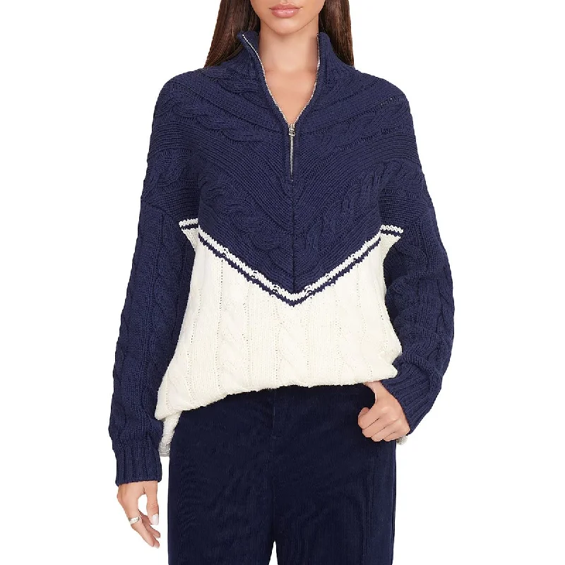 Stock Clearance Womens Cable Knit Colorblock Pullover Sweater