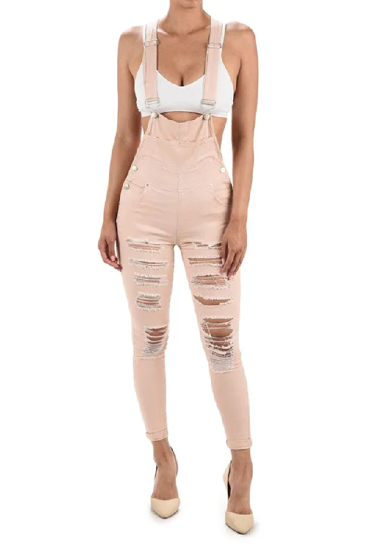 Weekend Deal Women's Destroyed Skinny Overalls