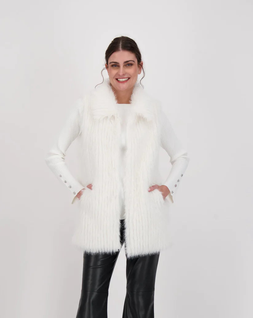 Overstock Sale Collared Faux fur vest