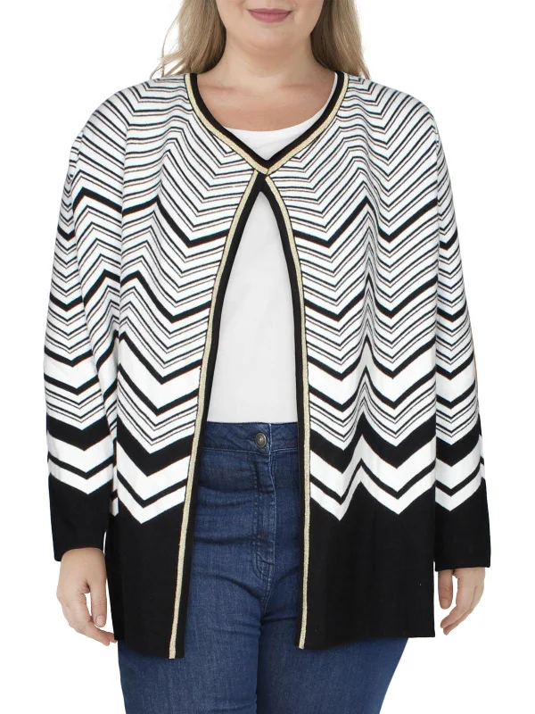 Weekend Specials to Indulge In Plus Womens Chevron Open Front Cardigan Sweater