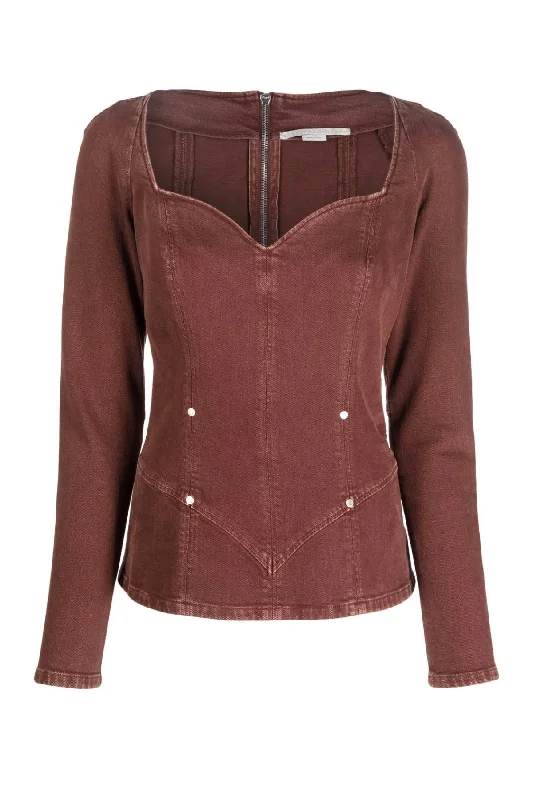 Weekend Savings Bonanza Stella McCartney Sweetheart Denim Top - Mahogany