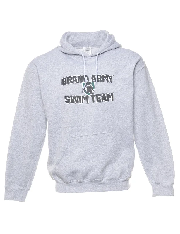 Weekend Discounts Worth Grabbing Grey Grand Army Swim Team Printed Hoodie - S