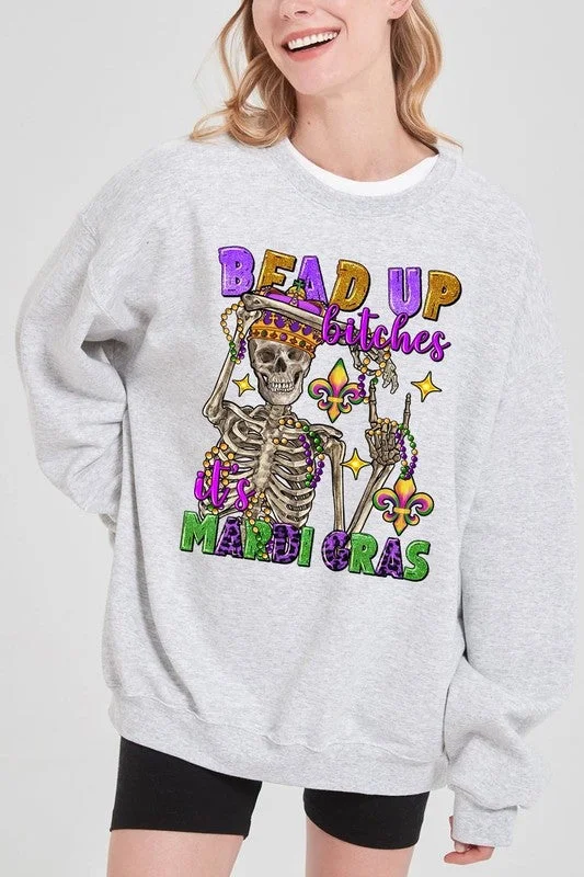 Shop and Save Bead Up Bitches It's Mardi Gras Fleece Sweatshirts