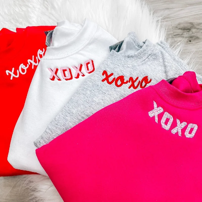 Weekend Savings Extravaganza Embroidered XOXO Collar Wrap Sweatshirt