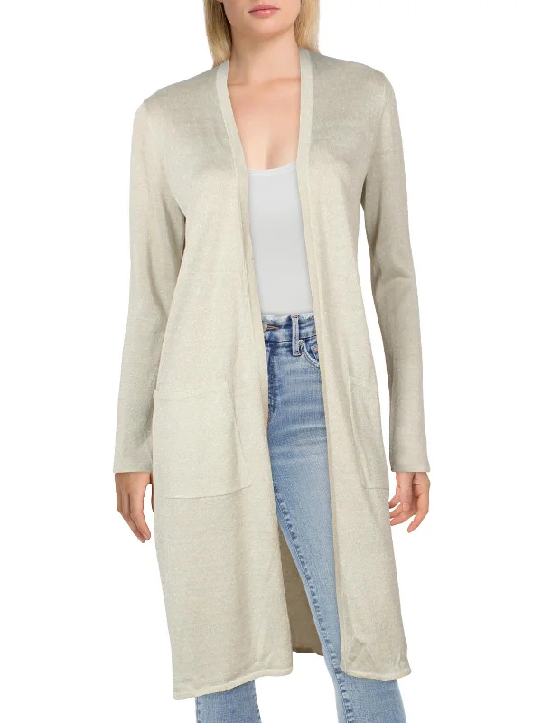 Weekend Specials to Enjoy Womens Organic Linen Blend Metallic Cardigan Sweater