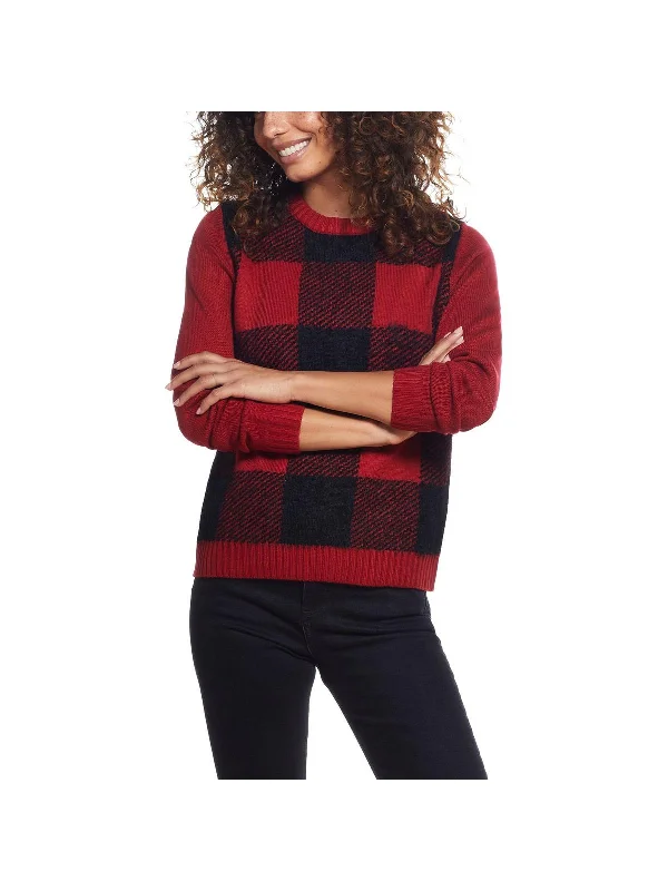 Weekend Price Cuts Galore Womens Knit Checkered Crewneck Sweater