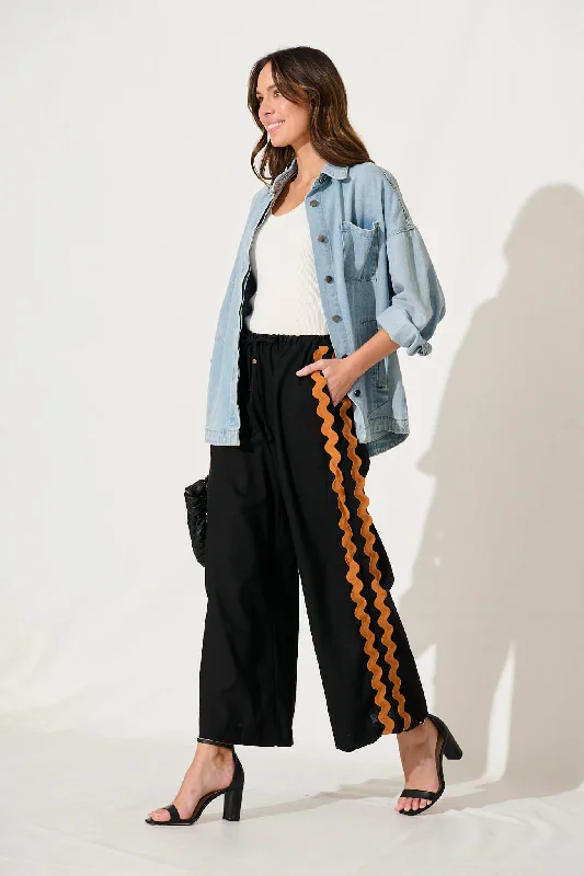 Crazy Savings Romeo Pant In Black Ric Rac Cotton Linen