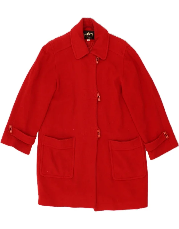 Deal Dash DAVID BARRY Womens Overcoat UK 10 Small Red Wool