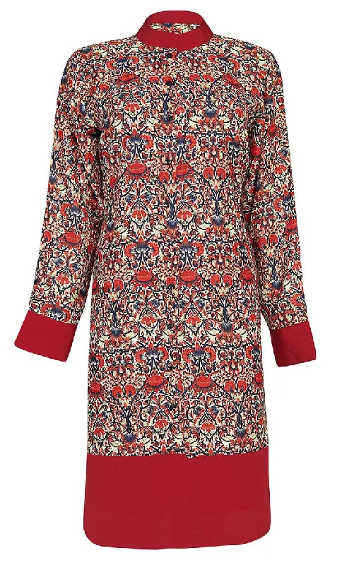 Weekend Savings Bonanza Women's Basic Red Lotus Printed Tunic