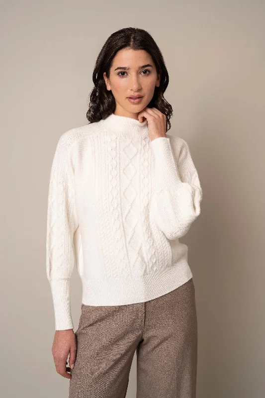 Big Savings Mock Neck Cable Pullover
