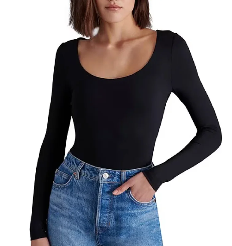 Don't Wait Black Long Sleeve Bodysuit by Steve Madden