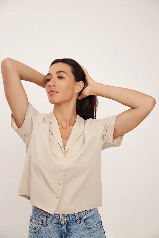 YEAR-End Sale The Billie Cropped Shirt - Champagne
